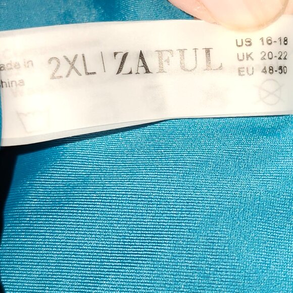 25247  Brand New Beautiful Teal ZAFUL 2-Piece Swim Suit Size 2X - Picture 9 of 14